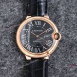 Swiss 2824 Cartier Ballon Bleu Copy Watches Rose Gold Black Dial